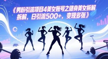男粉引流项目4美女账号之健身美女拆解，日引流500 ，变现多张-51云资源