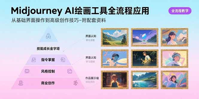 (15628期)Midjourney AI绘画工具全流程应用,从基础界面操作到高级创作-附配套资料-51云资源