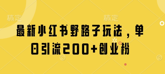 最新小红书野路子玩法，单日引流200 创业粉-51云资源