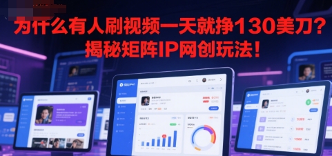 为什么有人刷视频一天就挣130美刀？揭秘矩阵IP网创玩法!-51云资源