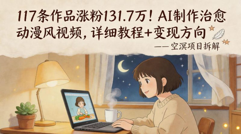 117条作品涨粉131.7W！AI制作治愈动漫风视频，详细教程 变现方向-51云资源