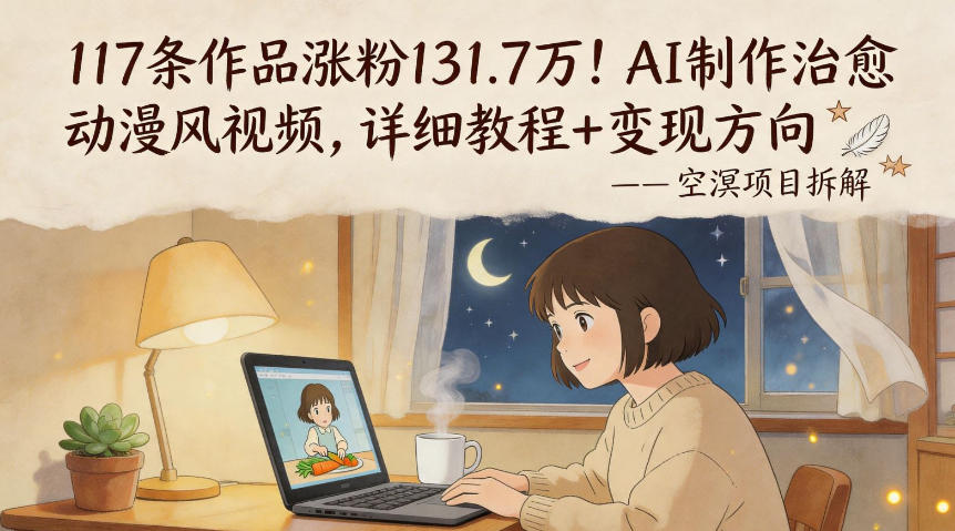 117条作品涨粉131.7W！AI制作治愈动漫风视频，详细教程 变现方向-51云资源