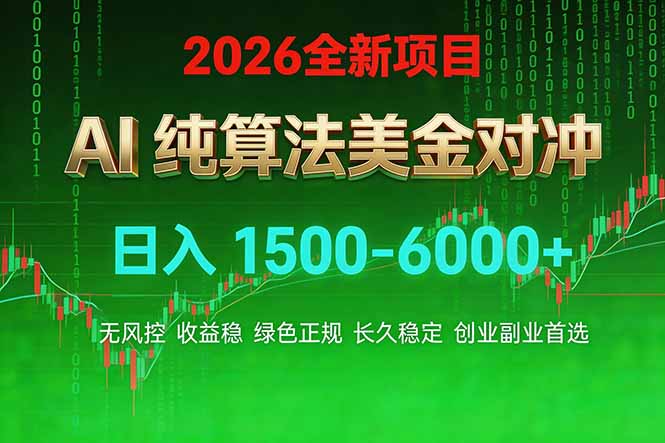 2026 全新美金对冲项目,不套平台赠金,不封号,纯算法对冲,日入 1500-6000