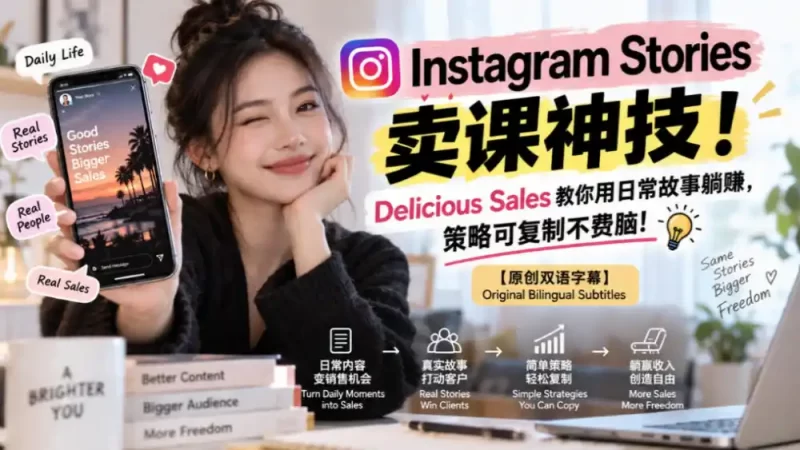 Instagram Stories卖课神技!Delicious Sales教你用日常故事躺賺,策略可复制不费脑!【原创双语字幕】-51云资源