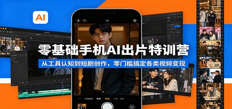 零基础手机AI出片特训营：从工具认知到短剧创作，零门槛搞定各类视频变现-51云资源