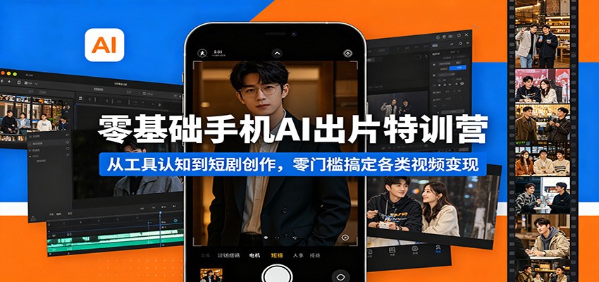 零基础手机AI出片特训营：从工具认知到短剧创作，零门槛搞定各类视频变现-51云资源