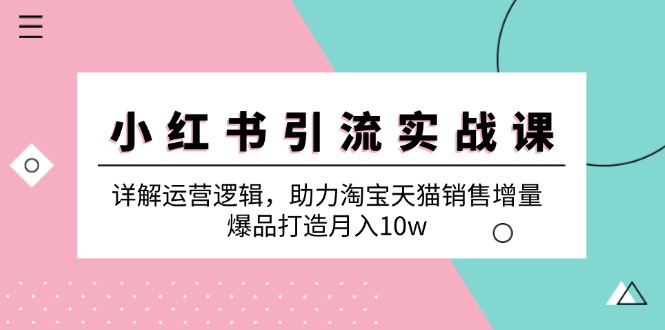 (12809期)小红书引流实战课:详解运营逻辑,助力淘宝天猫销售增量,爆品打造月入10w