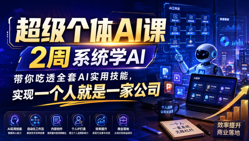 超级个体AI课,2周系统学AI,带你吃透全套AI实用技能,实现一个人就是一家公司(更新0818)-51云资源