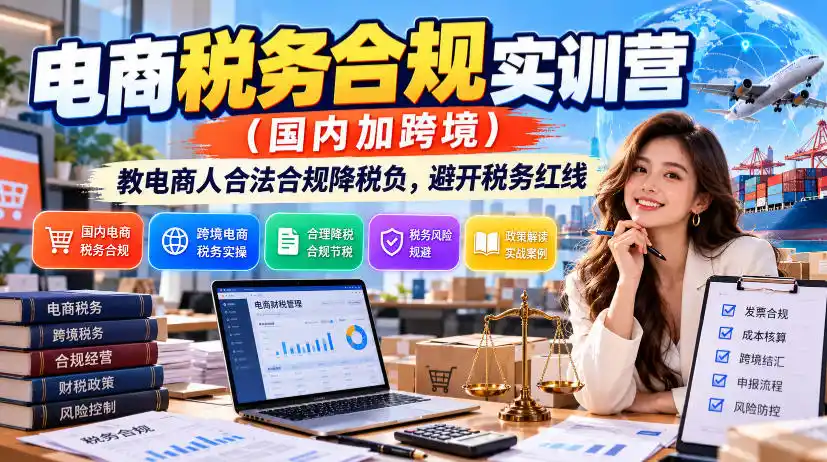 电商税务合规实训营(国内加跨境),教电商人合法合规降税负,避开税务红线-51云资源