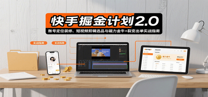 快手掘金计划2.0，账号定位装修、短视频剪辑选品与磁力金牛 裂变出单实战指南-51云资源