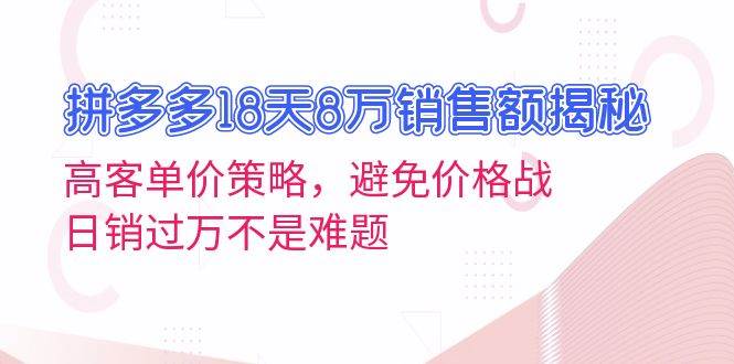 （13383期）拼多多18天8万销售额揭秘：高客单价策略，避免价格战，日销过万不是难题-51云资源