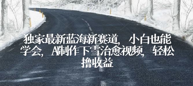 独家最新蓝海新赛道,小白也能学会,AI制作下雪治愈视频,轻松撸收益【揭秘】-51云资源