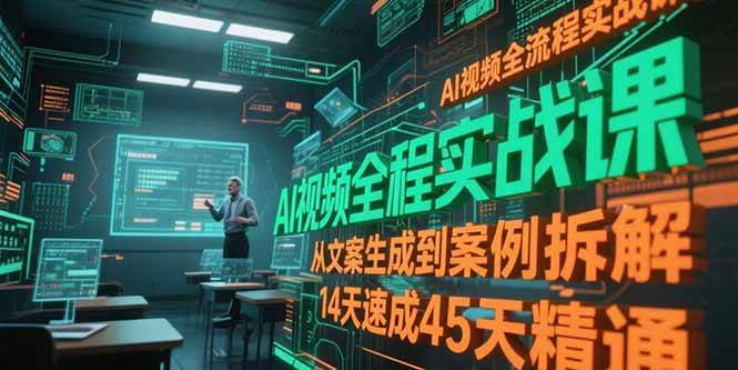 (15172期)AI视频全流程实战课,从文案生成到案例拆解,14天速成45天精通-51云资源
