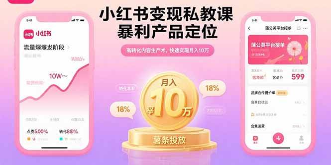 （15859期）小红书变现私教课，暴利产品定位，高转化内容生产术，快速实现月入10万-51云资源