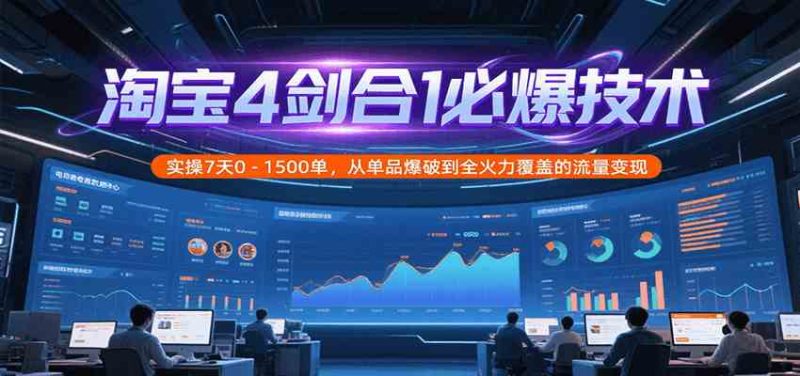 淘宝4剑合1必爆技术，实操7天0-1500单，从单品爆破到全火力覆盖的流量变现-51云资源