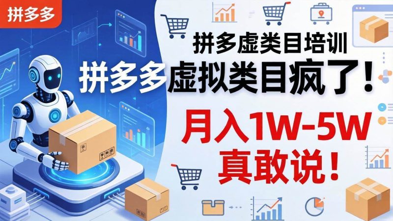 （17909期）拼多多虚拟类目疯了！机器人自动发货，月入 1W-5W 真敢说！-51云资源