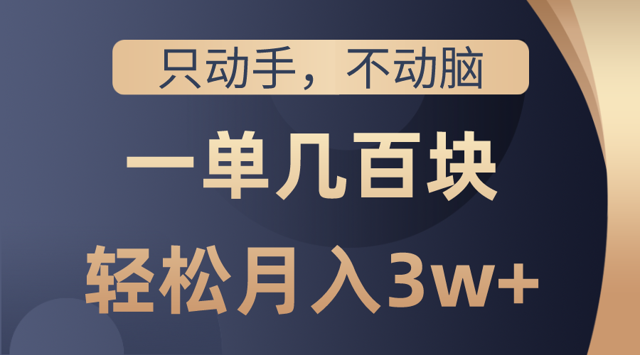 （10561期）只动手不动脑，一单几百块，轻松月入3w ，看完就能直接操作，详细教程