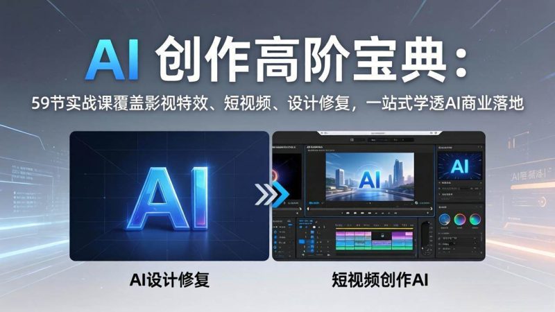 （17887期）AI 创作高阶宝典：59节实战课覆盖影视特效、短视频、设计修复，一站式学透AI商业落地-51云资源