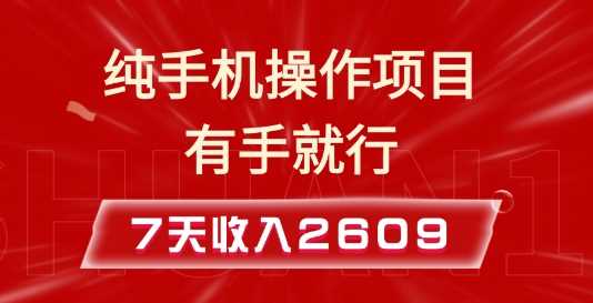纯手机操作的小项目,有手就能做,7天收入2609 实操教程【揭秘】