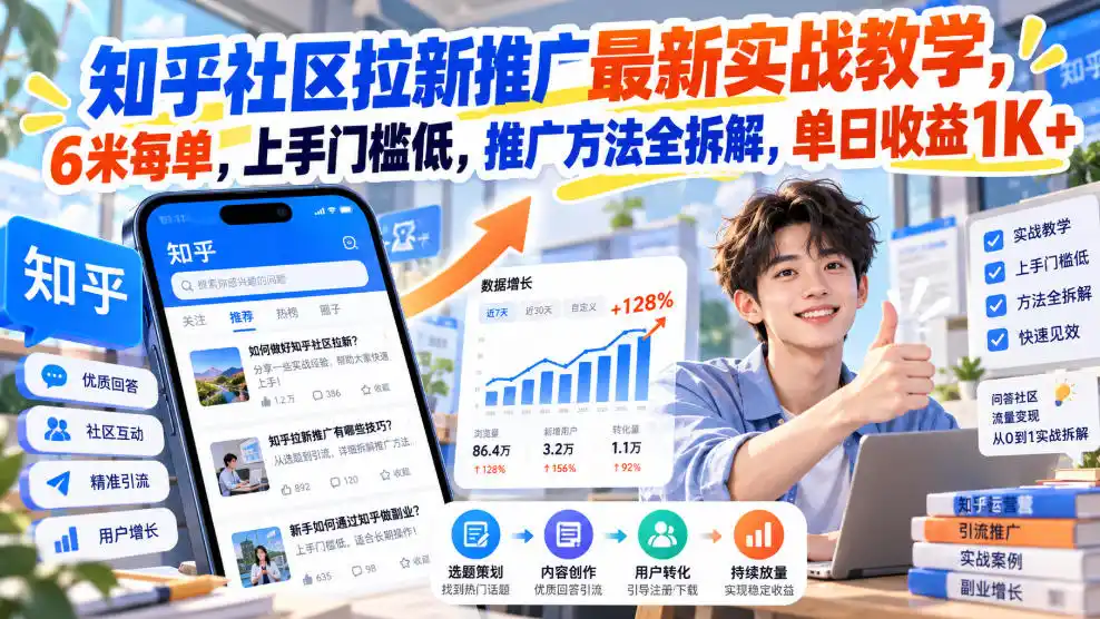 知乎社区拉新推广最新实战教学，6米每单，上手门槛低，推广方法全拆解，单日收益1K ！(更新1010)-51云资源