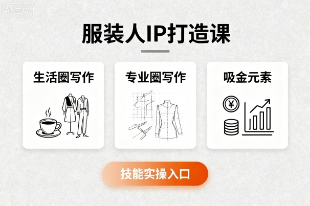 服装人IP打造课,文案创富 生活圈写作 专业圈写作 服装人专属 吸金元素 技能实操
