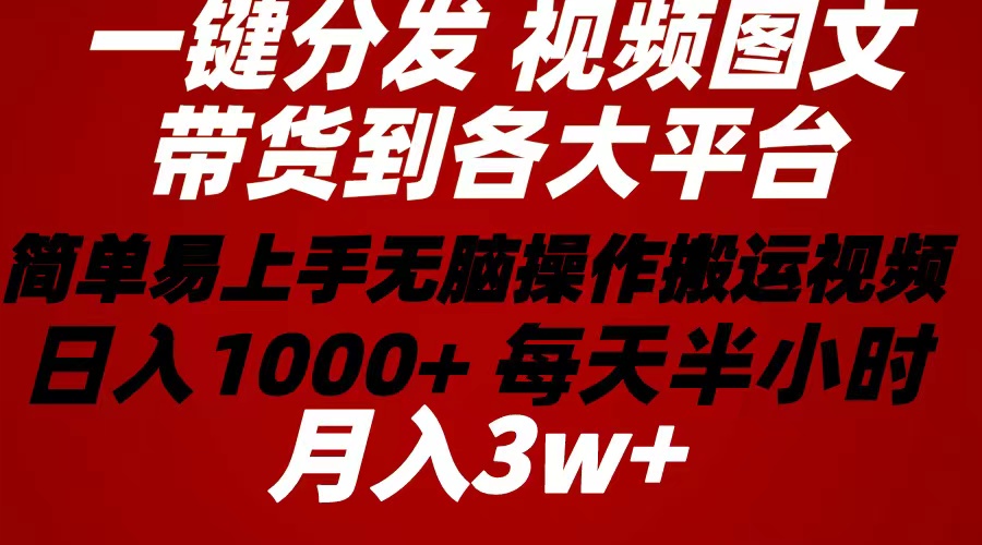 (10667期)2024年 一键分发带货图文视频 简单易上手 无脑赚收益 每天半小时日入1…-51云资源