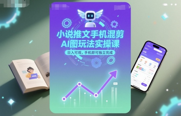 小说推文手机混剪AI图玩法实操课，日入可观，手机即可独立完成-51云资源