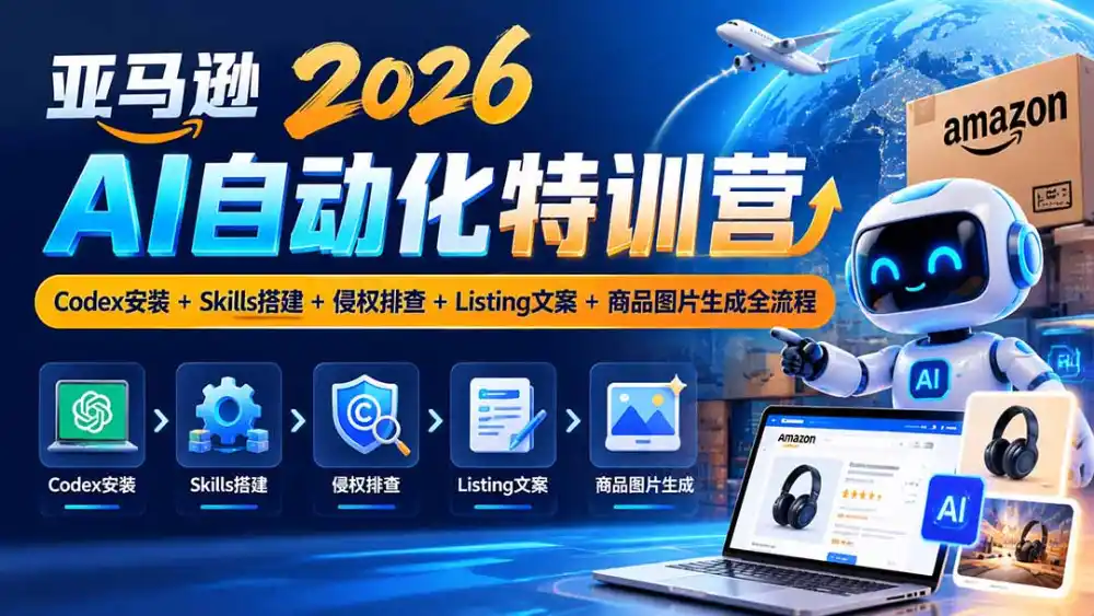 亚马逊2026AI自动化-10月特训营：Codex安装 Skills搭建 侵权排查 Listing文案 商品图片生成全流程-51云资源