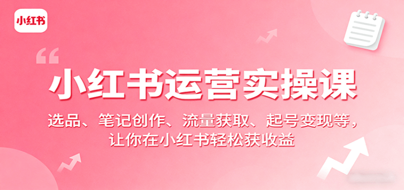 小红书运营实操课:选品、笔记创作、流量获取、起号变现等,让你在小红书轻松获收益-51云资源