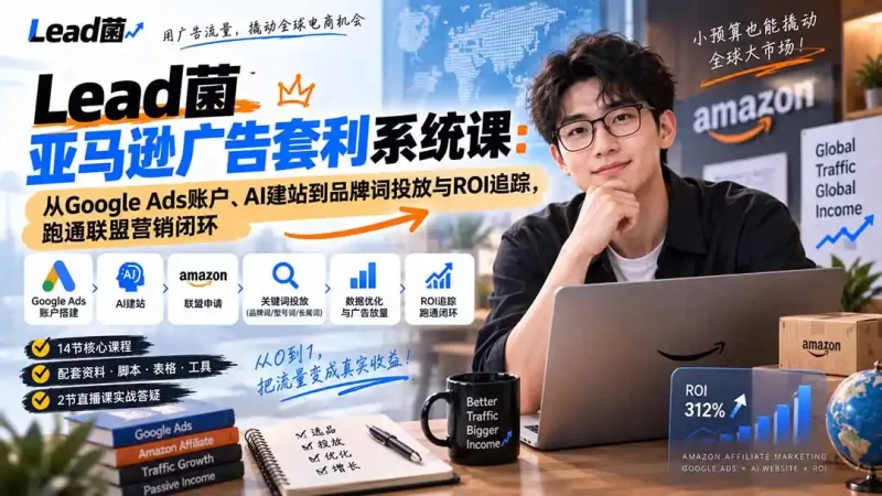 Lead菌亚马逊广告套利系统课:从Google Ads账户、AI建站到品牌词投放与ROI追踪,跑通联盟营销闭环-51云资源