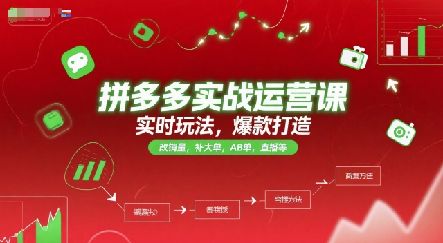 拼多多实战运营课,实时玩法,爆款打造,改销量,补大单,AB单,直播等(更新2025月)-51云资源
