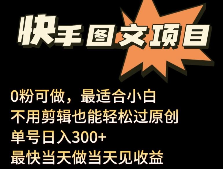 24年最新快手图文带货项目,零粉可做,不用剪辑轻松过原创单号轻松日入300 【揭秘】-51云资源