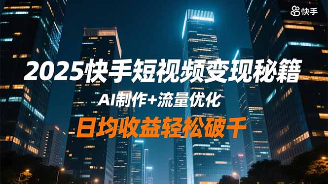 2025快手短视频变现秘籍,AI制作 流量优化,日均收益轻松破千