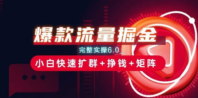 爆款流量掘金_完整实操6.0_小白快速扩群 挣钱 矩阵思路【揭秘】-51云资源