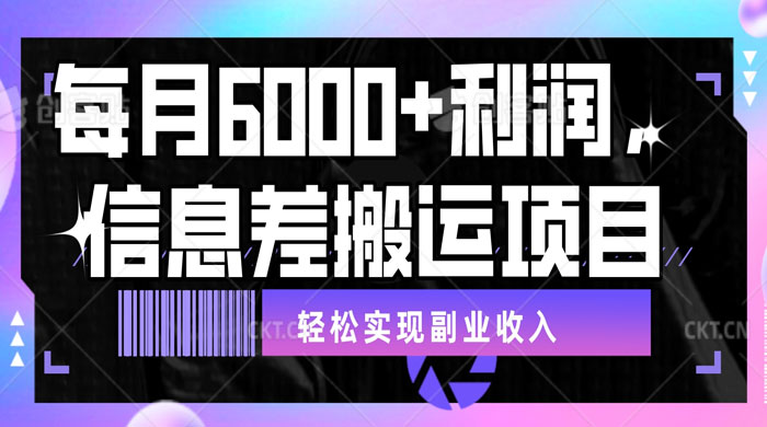 揭秘信息差搬运项目，每月 6000  利润，轻松实现副业收入-51云资源