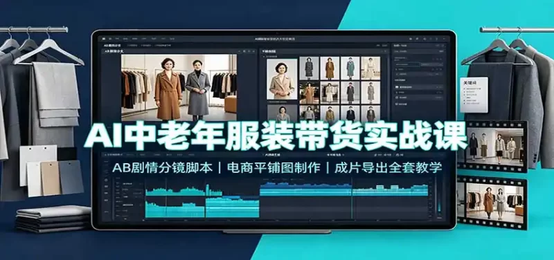AI中老年服装带货实战课:AB剧情分镜脚本,电商平铺图制作,成片导出全套教学-51云资源