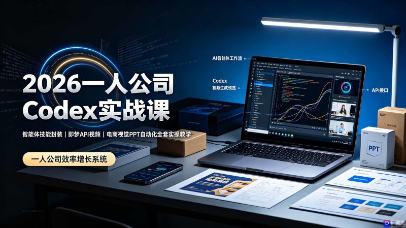 2026一人公司Codex实战课◆智能体技能封装｜即梦API视频｜电商视觉PPT自动化全套实操教学-51云资源