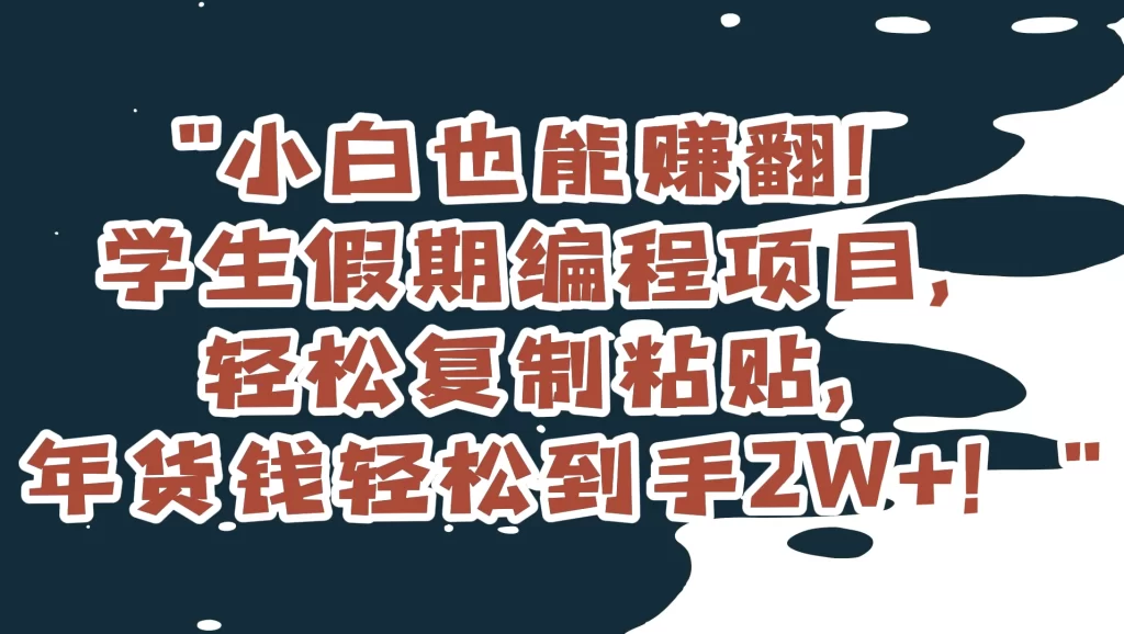 小白也能赚翻!学生假期编程项目,轻松复制粘贴,年货钱轻松到手2W-51云资源