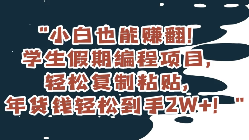 小白也能赚翻!学生假期编程项目,轻松复制粘贴,年货钱轻松到手2W-51云资源