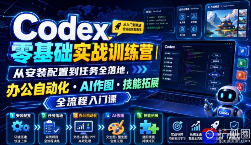 Codex零基础实战训练营｜从安装配置到任务全落地，办公自动化・AI作图・技能拓展全流程入门课-51云资源