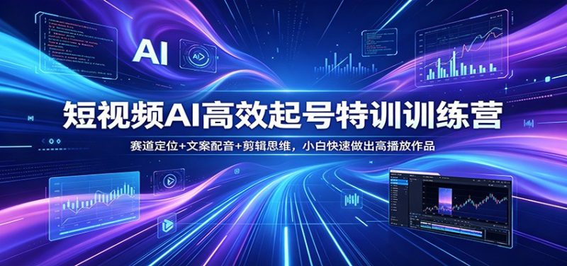 短视频AI高效起号特训训练营：赛道定位 文案配音 剪辑思维，小白快速做出高播放作品-51云资源