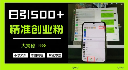 不需要我们去想文案，也不需要我们去剪辑视频，日引500 精准创业粉，方法大揭秘-51云资源
