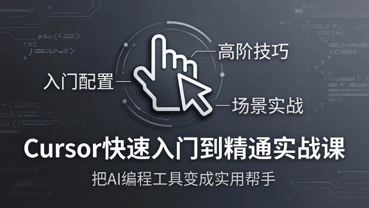 (17794期)Cursor快速入门到精通实战课:入门配置 高阶技巧 场景实战,把AI编程工具变成实用帮手