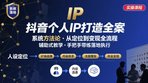 抖音个人IP系统落地实操大课，实操课程，辅助落地-51云资源