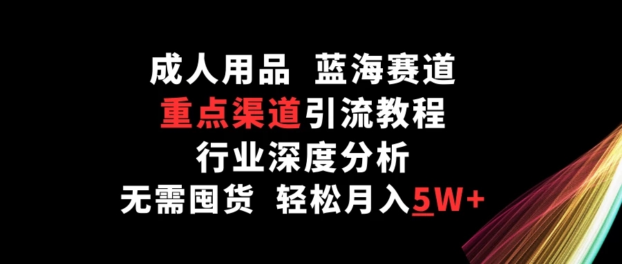 成人用品,蓝海赛道,重点渠道引流教程,行业深度分析,无需囤货,轻松月入5W-51云资源
