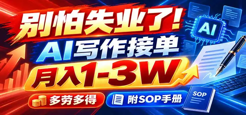 别怕失业了！AI写作接单月入1-3W，多劳多得，附SOP手册-51云资源