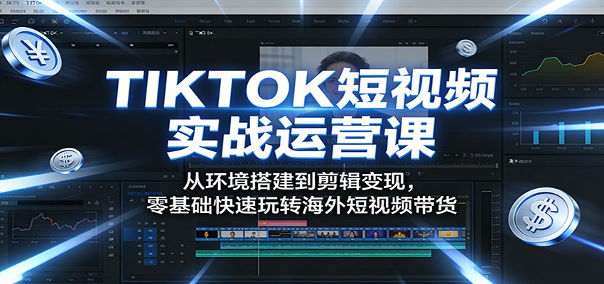 TIKTOK短视频实战运营课：从环境搭建到剪辑变现，零基础快速玩转海外短视频带货-51云资源