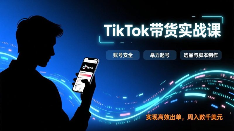 TikTok带货实战课，涵盖账号安全、暴力起号、选品与脚本制作，实现高效出单，周入数千美元-51云资源