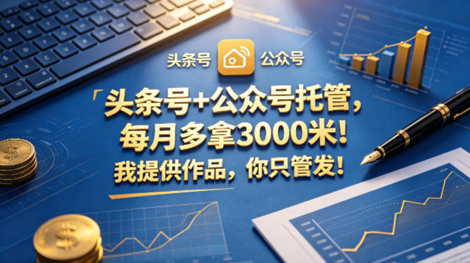 头条号 公众号托管，每月多拿3000米！我提供作品，你只管发！【揭秘】-51云资源