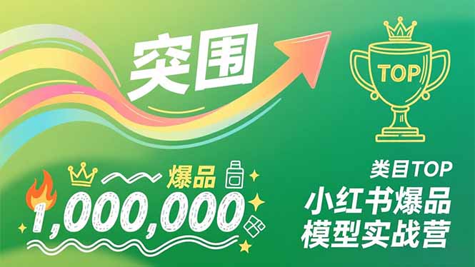小红书爆品模型实战营,从新品突围到成为类目TOP,可复制路径,打造多个营收百万级爆品